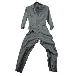 Abercrombie & Fitch Womens Utility Jumpsuit Olive Green Button Front XS